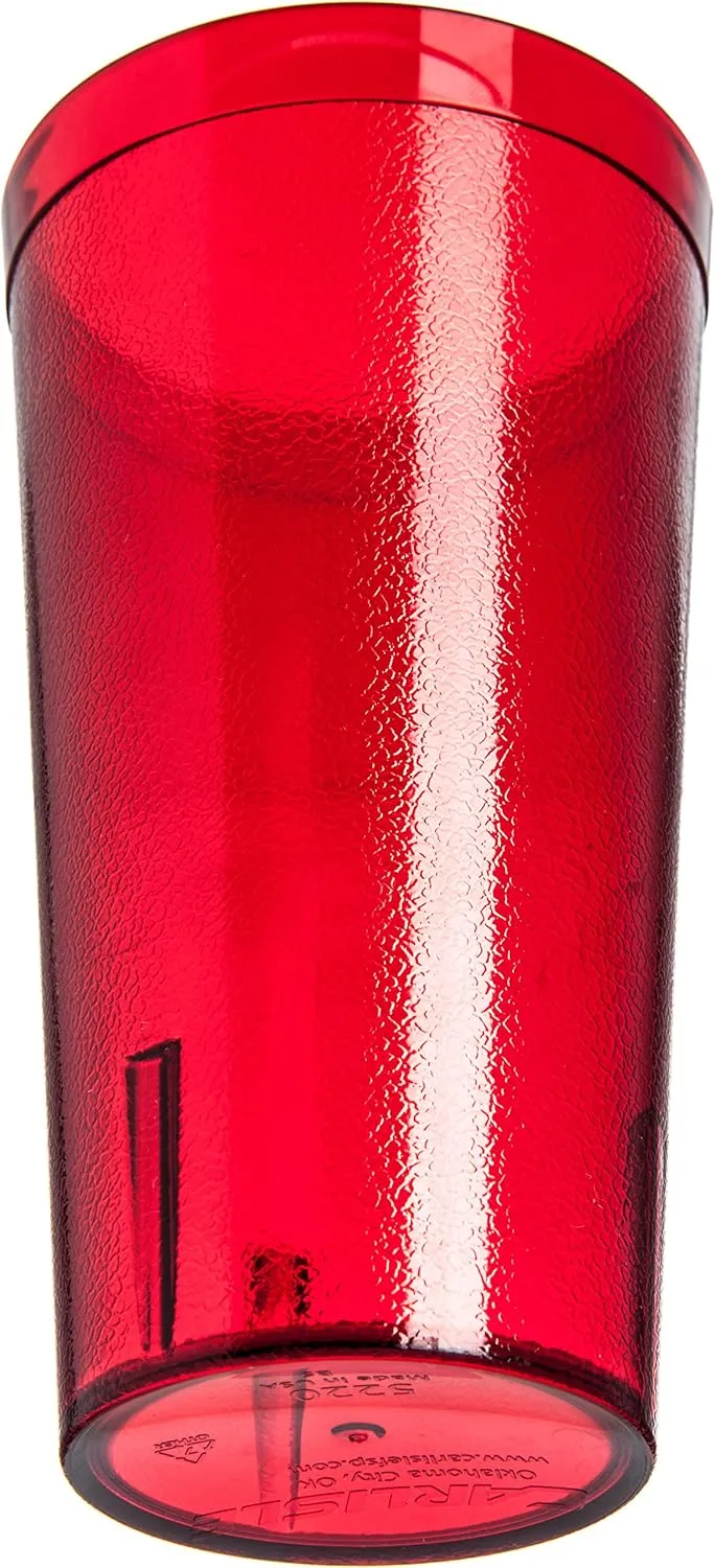 Carlisle FoodService Products Stackable Tumbler Plastic Tumbler with Pebbled Exterior for Restaurants, Catering, Kitchens, Plastic, 20 Ounces, Ruby, (Pack of 72)