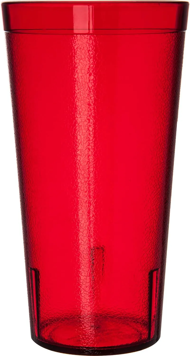 Carlisle FoodService Products Stackable Tumbler Plastic Tumbler with Pebbled Exterior for Restaurants, Catering, Kitchens, Plastic, 20 Ounces, Ruby, (Pack of 72)