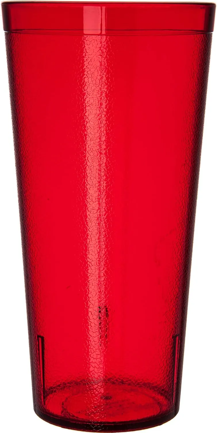 Carlisle FoodService Products Stackable Tumbler Plastic Tumbler with Pebbled Exterior for Restaurants, Catering, Kitchens, Plastic, 26.5 Ounces, Ruby, (Pack of 72)