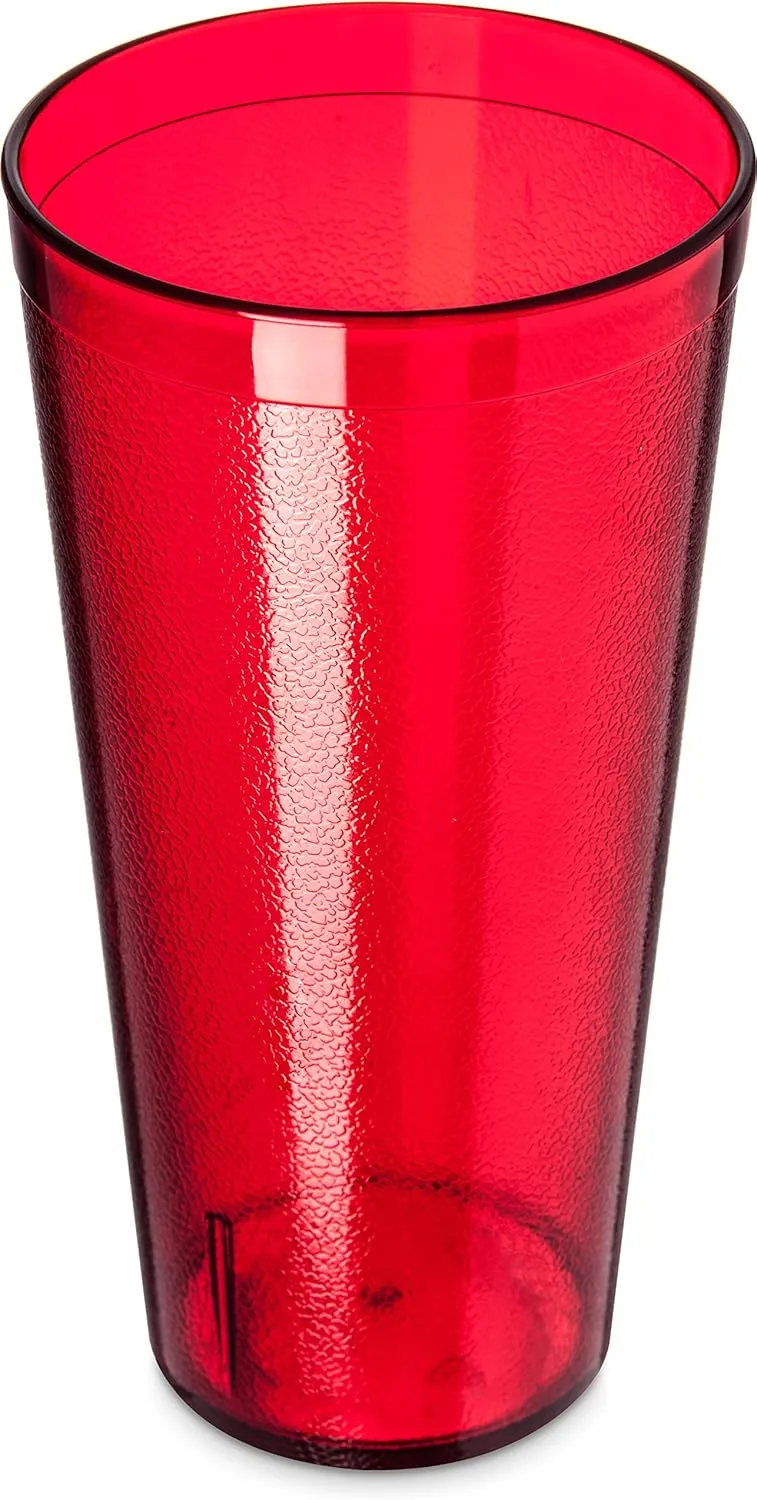Carlisle FoodService Products Stackable Tumbler Plastic Tumbler with Pebbled Exterior for Restaurants, Catering, Kitchens, Plastic, 26.5 Ounces, Ruby, (Pack of 72)
