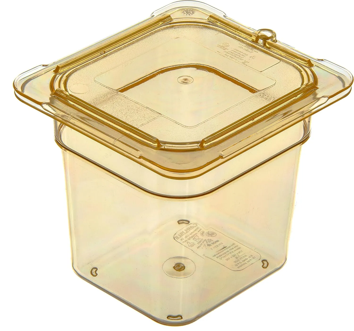 Carlisle FoodService Products Storplus High Heat Food Pan Steam Table Pan, Chafing Pan for Catering, Buffets, Restaurants, High Heat Plastic, 1/6 Size 6 Inches Deep, Amber