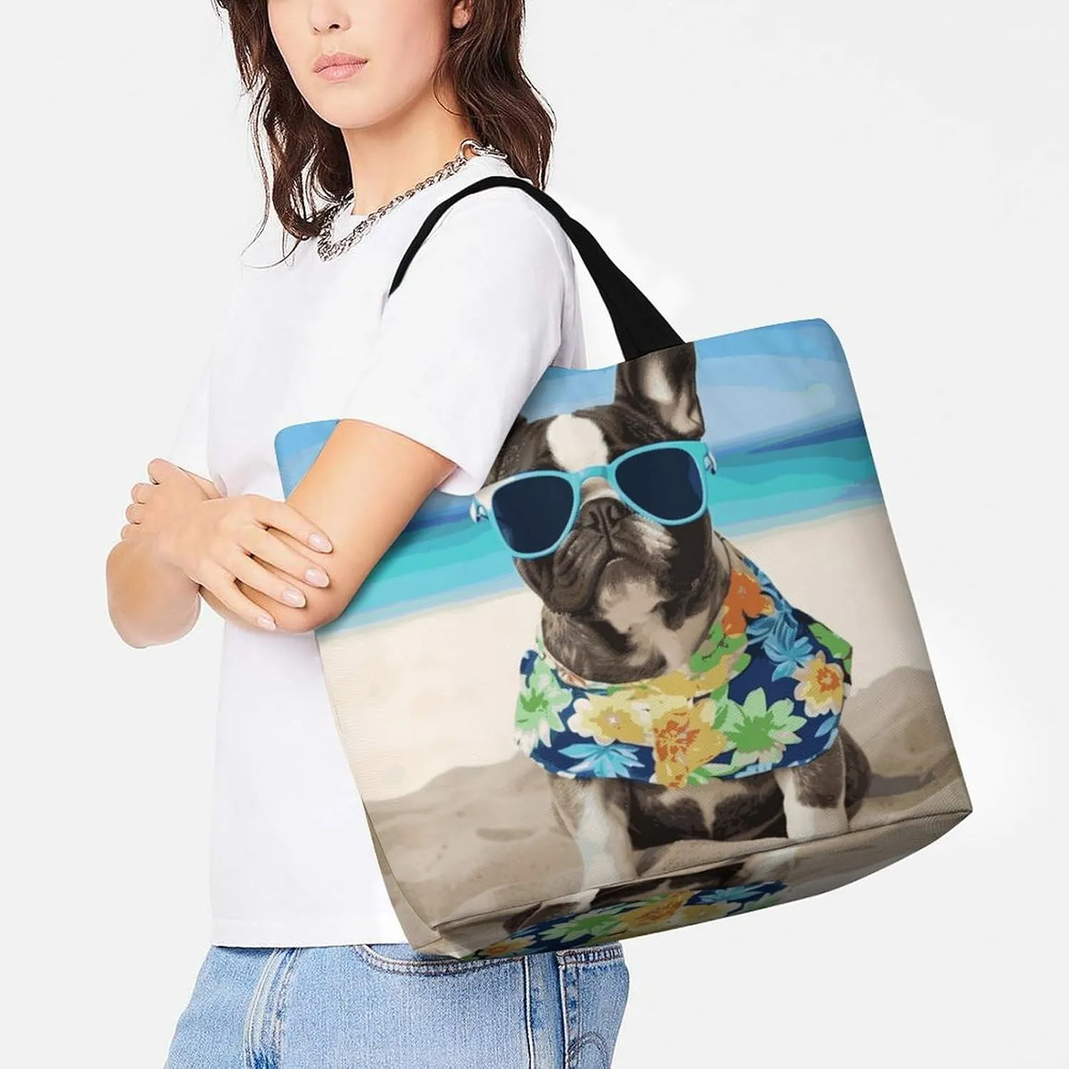 Cartoon Cute Otter Tote Bag for Women Reusable Grocery Shoulder Bag Shopping Bags for Travel, Groceries