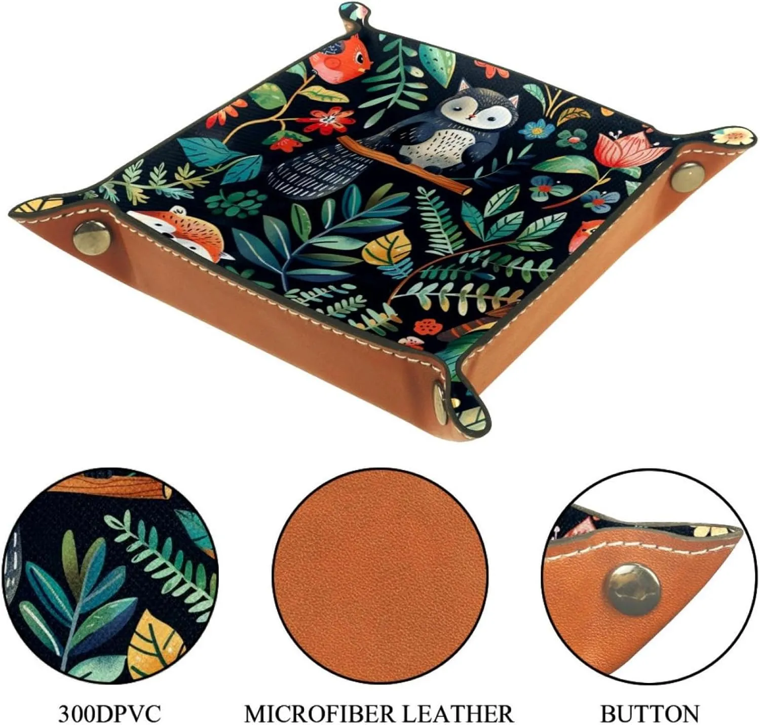 Cartoon Jungle Animal Bird Small Stacking Jewelry Organizer Trays, Desk Drawer Organizer Tray, Earring Tray, Bracelet Tray, Decorative Storage Solution