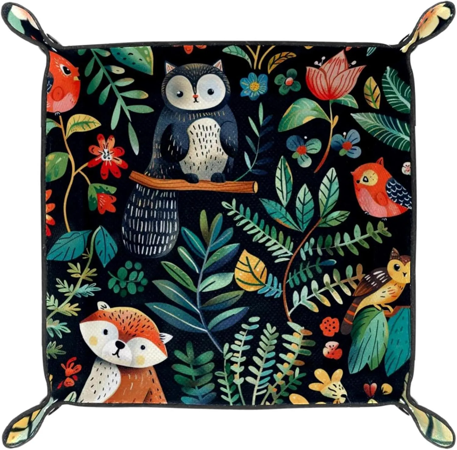 Cartoon Jungle Animal Bird Small Stacking Jewelry Organizer Trays, Desk Drawer Organizer Tray, Earring Tray, Bracelet Tray, Decorative Storage Solution