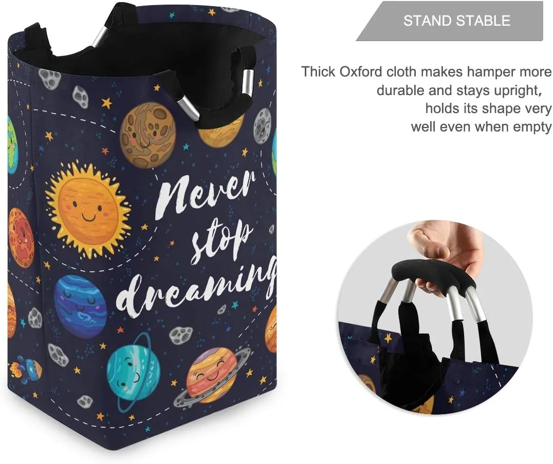 Cartoon Solar System Pattern Laundry Basket Clothes Hamper Collapsible Durable Dirty Clothes Large Storage Laundry Organizer