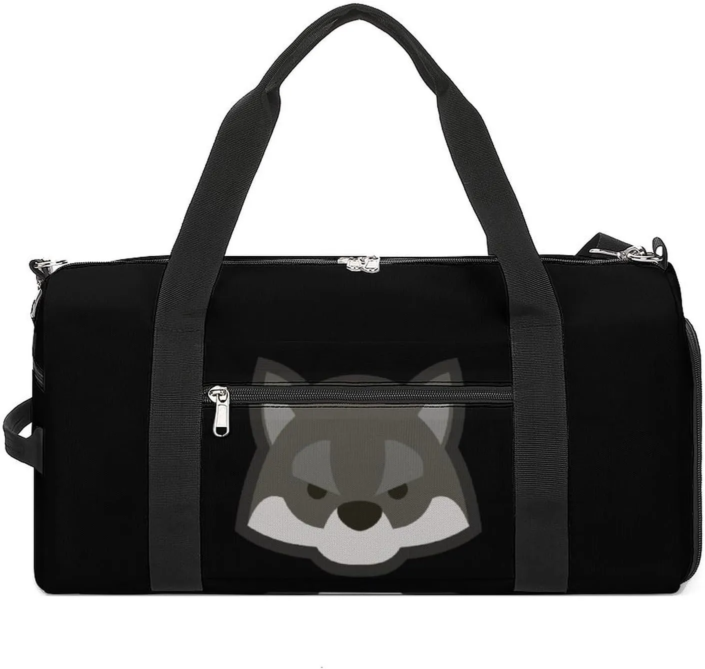 Cartoon Wolf Head Travel Gym Bag Sport Workout Duffel Bags with Compartments And Side Pocket