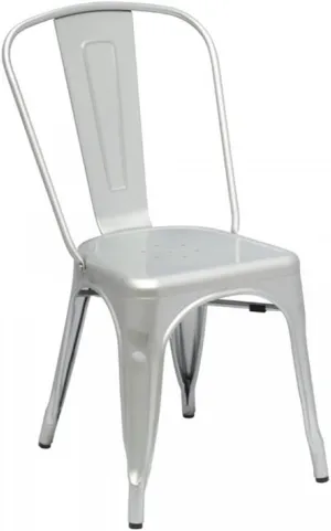 Cassandra Contemporary Steel Stackable Tolix-Style Dining Chair - Matte Silver