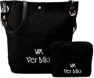 Casual Canvas Tote Bag for Women with Makeup Pouch – Everyday Lightweight Shoulder Handbag, Stylish and Reusable – VerMio