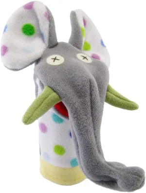 Cate & Levi Party Elephant Hand Puppet with Movable Mouth - Montessori Toys for 1 Year Old - Made in Canada - Eco Friendly Polar Fleece - with Movable Mouth