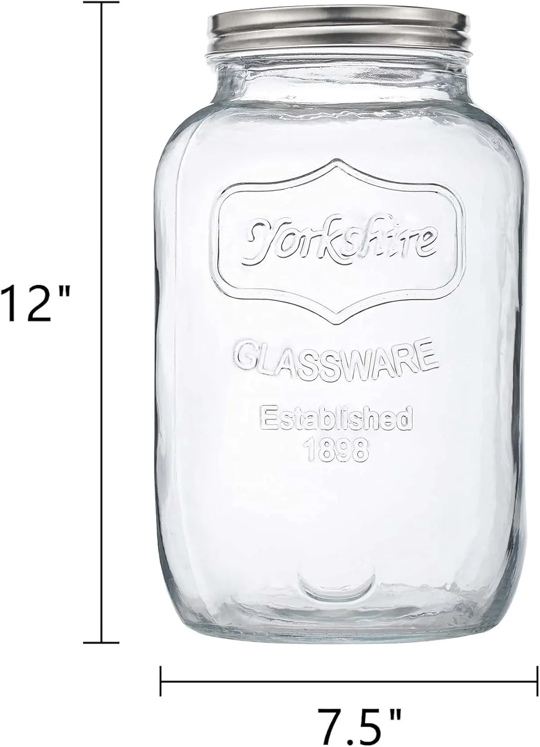 CATPOWER 2 Gallons X-Large Glass Jar With Mouth Canning Jar Kitchen Storage Jar Cookie Candy Penny Jar with Stainless Steel Screw Lid
