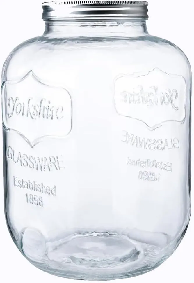 CATPOWER 2 Gallons X-Large Glass Jar With Mouth Canning Jar Kitchen Storage Jar Cookie Candy Penny Jar with Stainless Steel Screw Lid