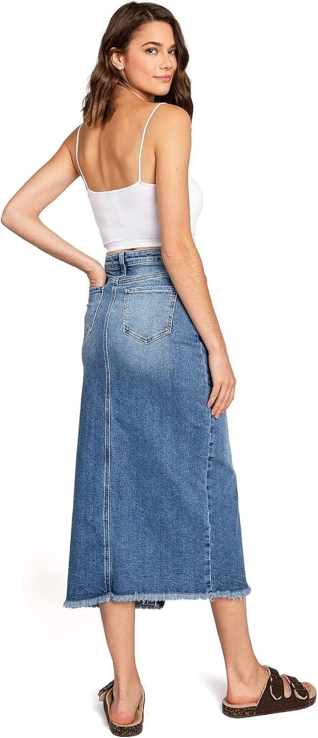 Celebrity Pink Regeneration Women's Juniors High Rise Jean Midi Skirt