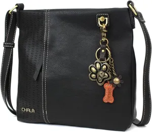 CHALA Laser Cut Crossbody Faux Leather Black