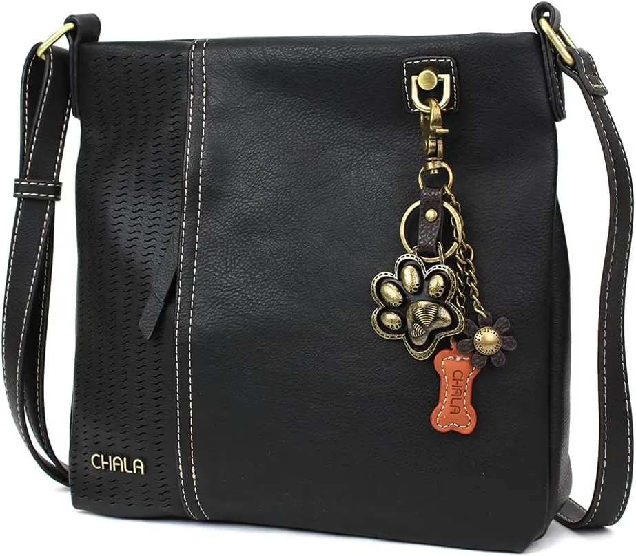 CHALA Laser Cut Crossbody Faux Leather Black