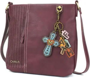 CHALA Laser Cut Crossbody Faux Leather Plum