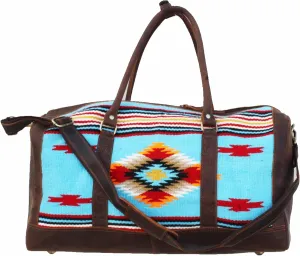 CHALLENGER Western Leather Cotton Woven Southwest Duffle Travel Weekender Carry-On Bag 103RTAztec