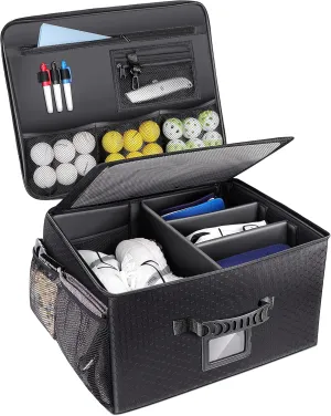 Champkey Golf Trunk Organizer Storage-Portable and Foldable Golf Travel Storage Locker Ideal for Travel Golf and Car Golf (Black)
