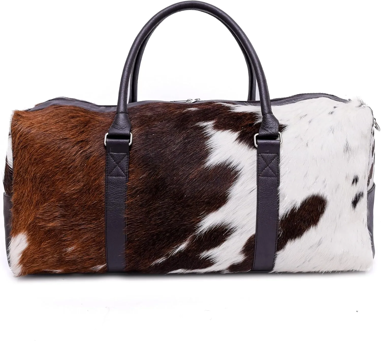 CHAYELL Luxurious Cowhide Duffel Bag for Men's and Women's - Large Size Unisex Travel Duffle Bag, Unique Leather Gym Bag Weekender Overnight Bag Premium Quality Cow Hair On Duffle