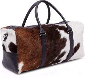CHAYELL Luxurious Cowhide Duffel Bag for Men's and Women's - Large Size Unisex Travel Duffle Bag, Unique Leather Gym Bag Weekender Overnight Bag Premium Quality Cow Hair On Duffle