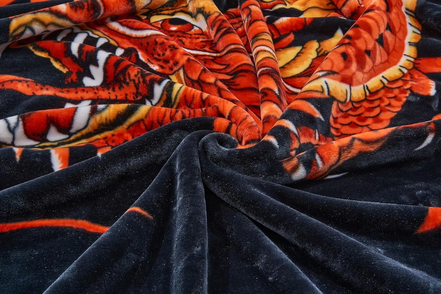 Chezmoi Collection Heavy Single Ply 9 Lbs Korean Style Faux Mink Blanket, Reversible 750GSM Thick Silky Soft Plush Raschel Mink Blanket, 85" x 95" King, Dragon