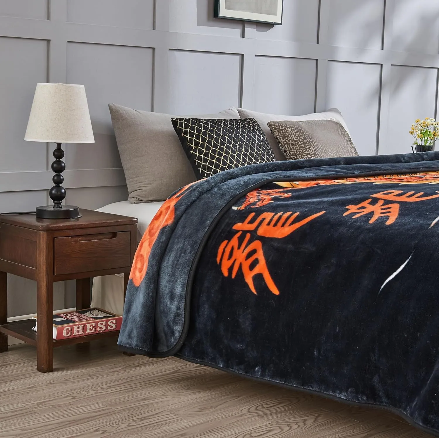 Chezmoi Collection Heavy Single Ply 9 Lbs Korean Style Faux Mink Blanket, Reversible 750GSM Thick Silky Soft Plush Raschel Mink Blanket, 85" x 95" King, Dragon