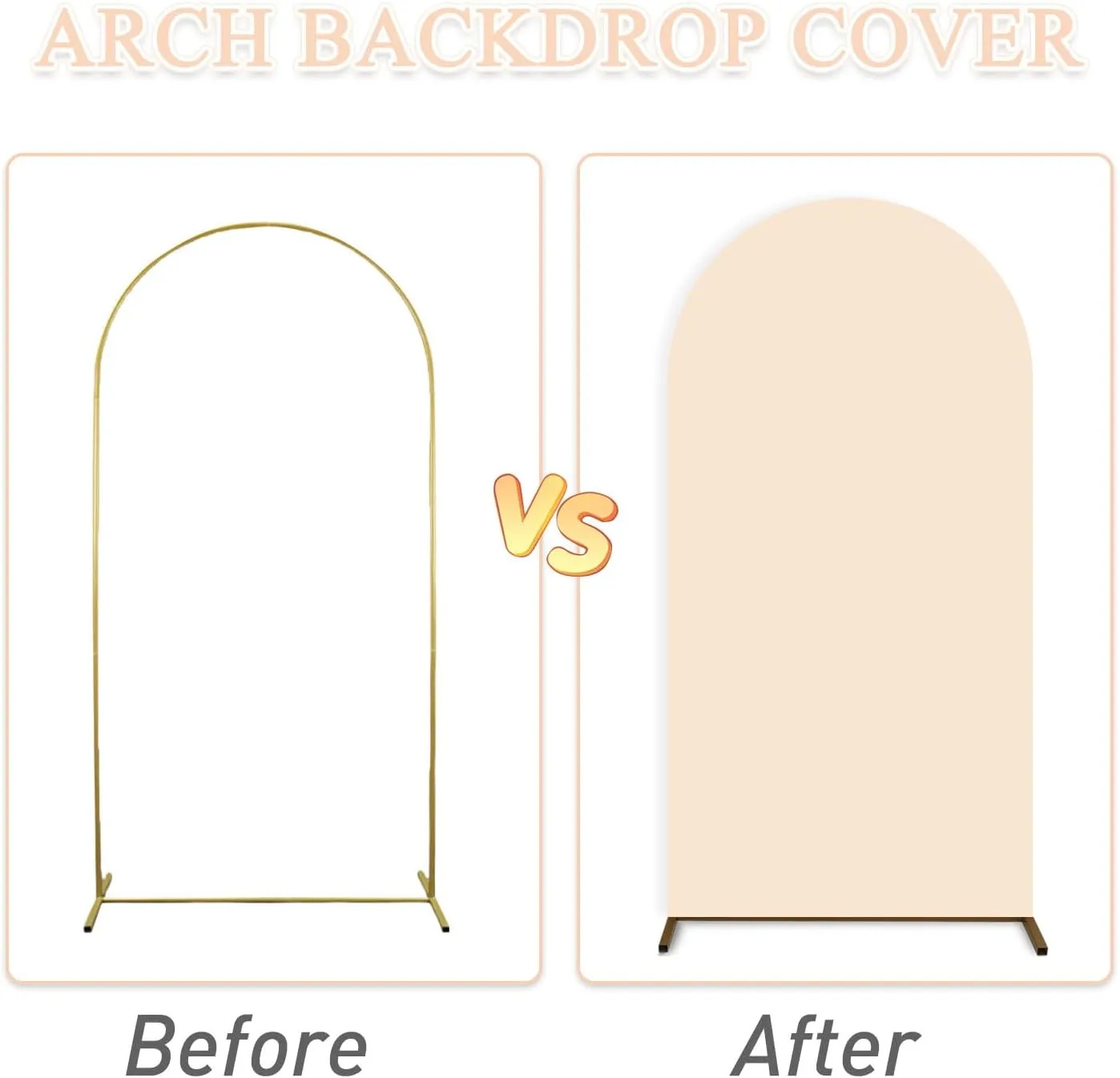 Chiara Arch Covers Set of 3 Stretchy Wedding Arch Backdrop for Gender Reveal Baby Shower Balloon Decor - Beige, 4ft, 5ft, 6ft