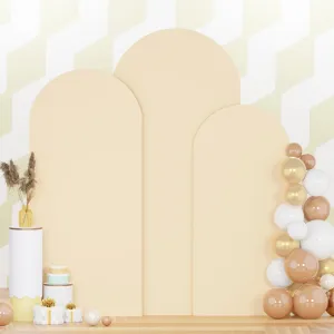 Chiara Arch Covers Set of 3 Stretchy Wedding Arch Backdrop for Gender Reveal Baby Shower Balloon Decor - Beige, 4ft, 5ft, 6ft