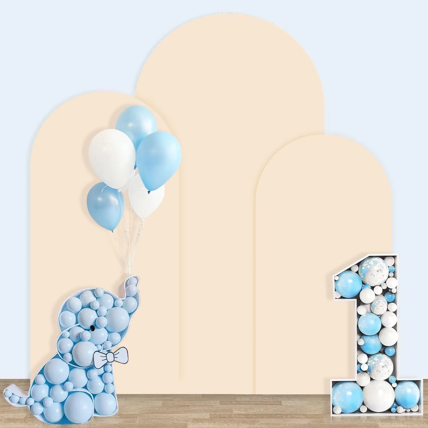 Chiara Arch Covers Set of 3 Stretchy Wedding Arch Backdrop for Gender Reveal Baby Shower Balloon Decor - Beige, 4ft, 5ft, 6ft