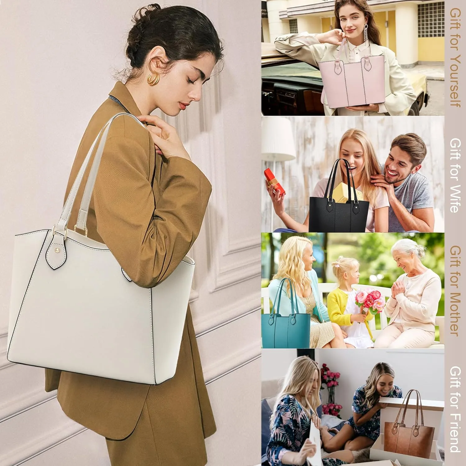 CHICAROUSAL Tote Bag for Women Large Handbags and Purses for Women PU Leather Womens Shoulder Bags