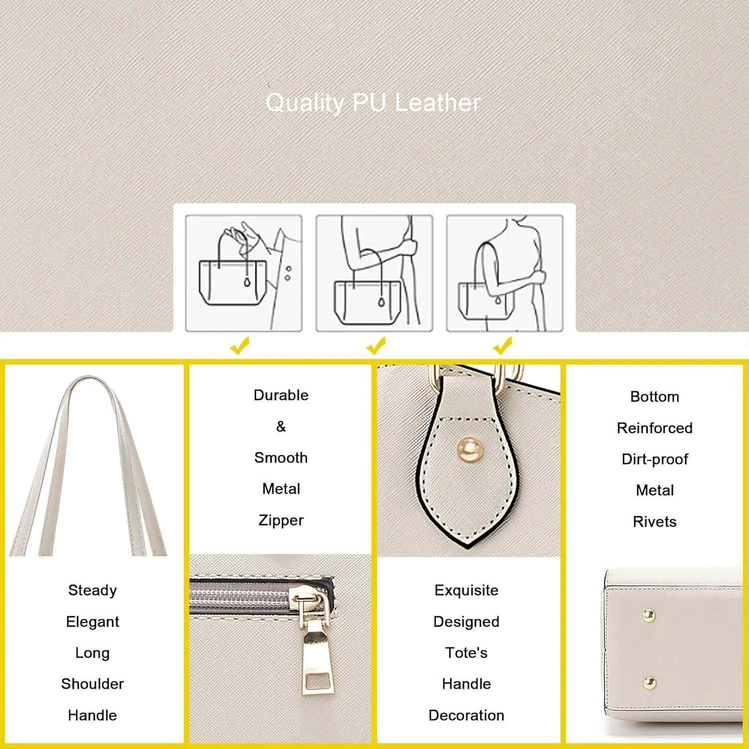 CHICAROUSAL Tote Bag for Women Large Handbags and Purses for Women PU Leather Womens Shoulder Bags