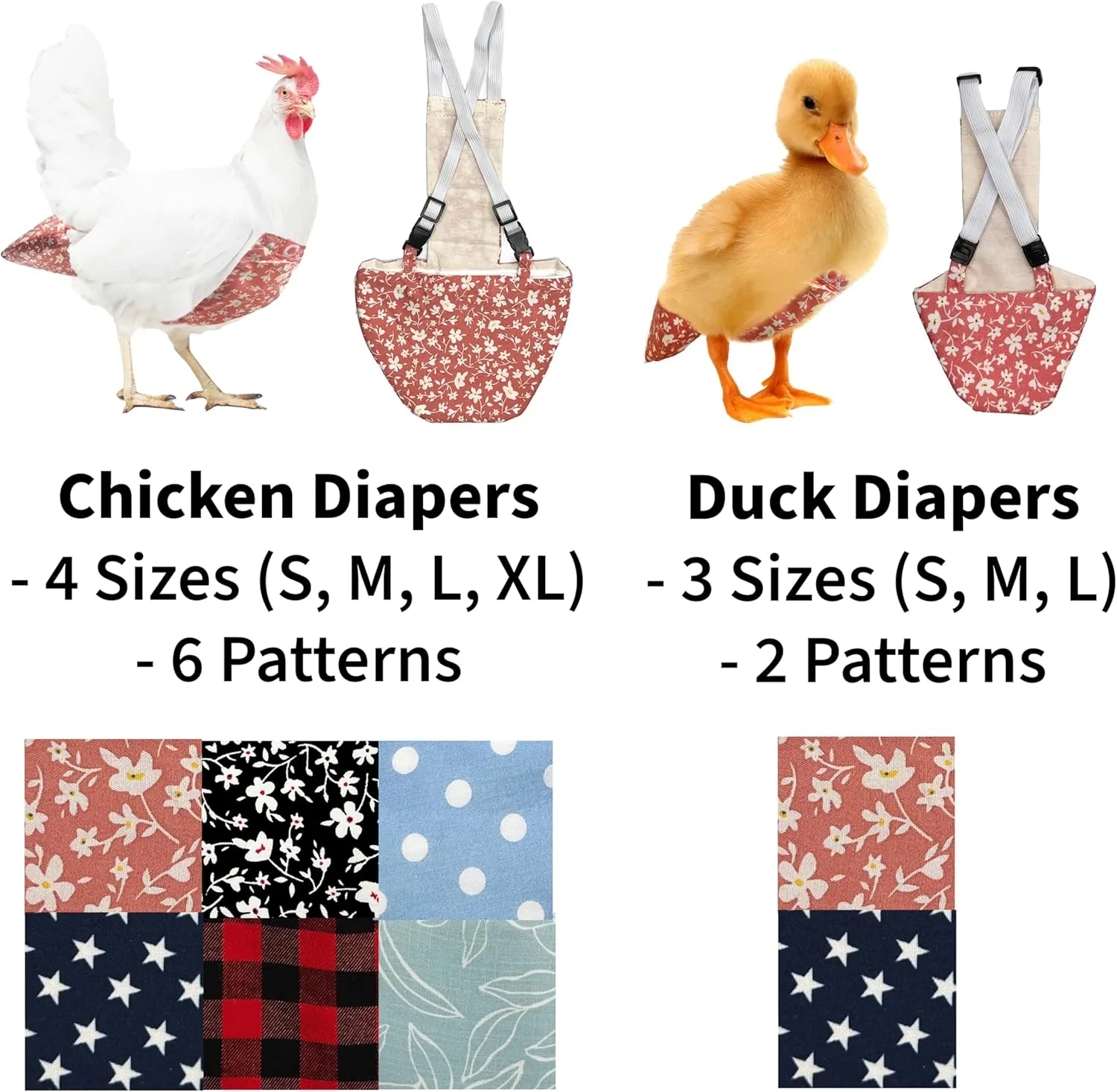 Chicken Diapers for Hens, Rooster, Diapers for Ducks, Ducklings, Birds - Disposable Lining, Reusable, Adjustable, Size That FITS, Large XL by Uni Infinity (Pink Floral, Chicken Large, 1, Count)