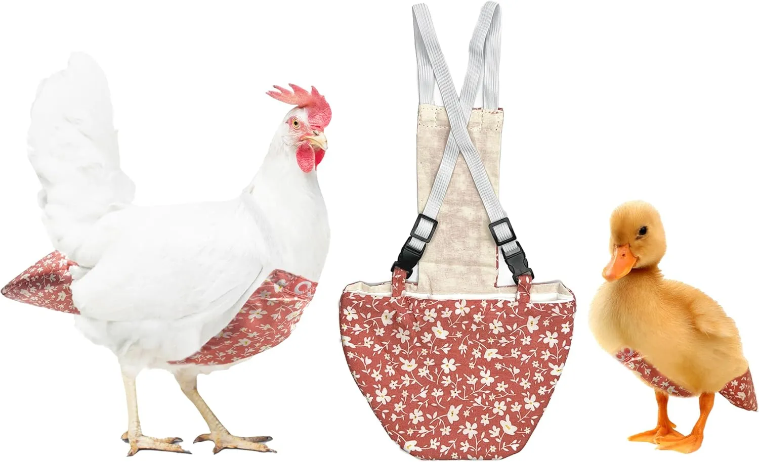 Chicken Diapers for Hens, Rooster, Diapers for Ducks, Ducklings, Birds - Disposable Lining, Reusable, Adjustable, Size That FITS, Large XL by Uni Infinity (Pink Floral, Chicken Large, 1, Count)