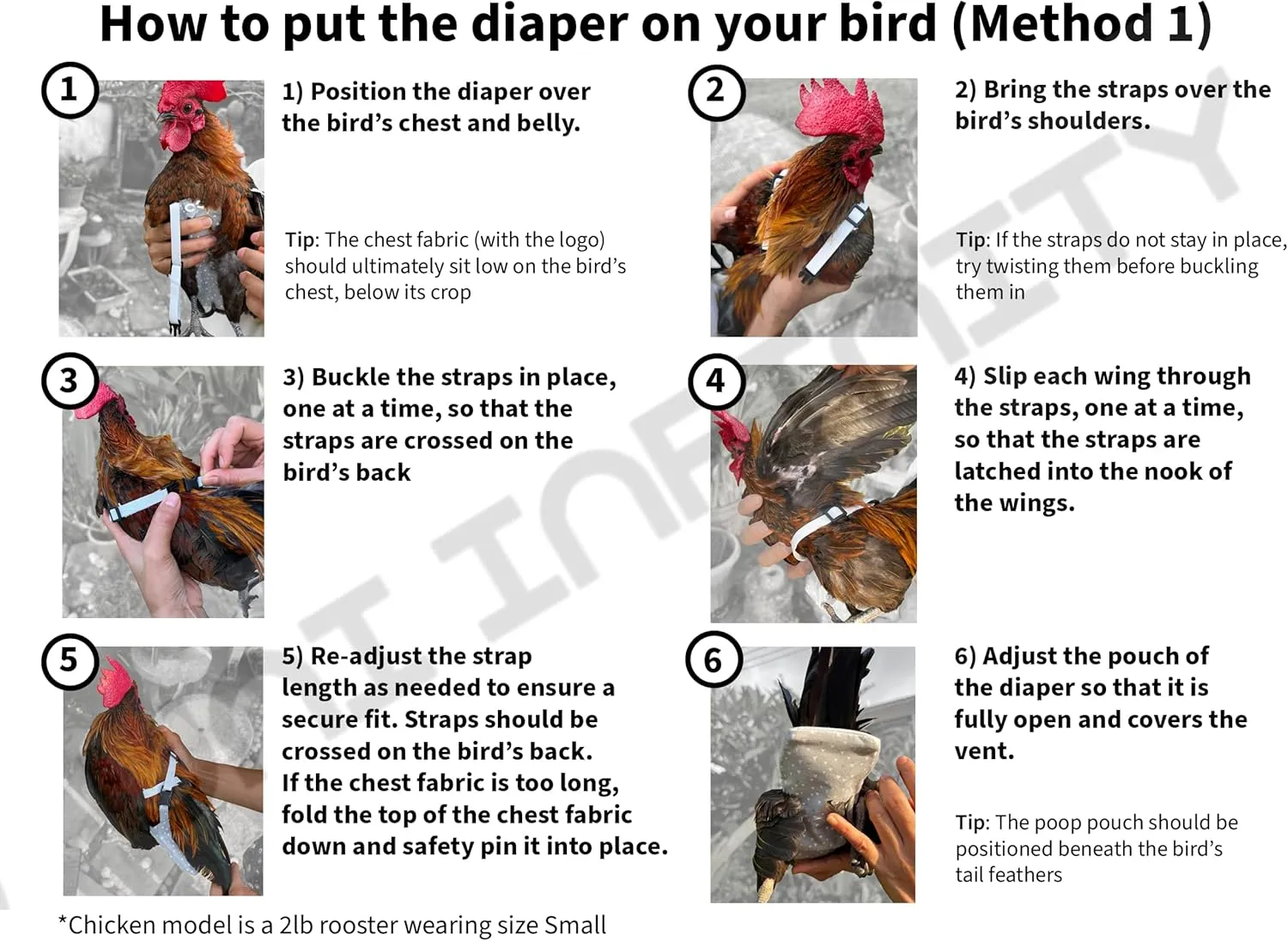 Chicken Diapers for Hens, Rooster, Diapers for Ducks, Ducklings, Birds - Disposable Lining, Reusable, Adjustable, Size That FITS, Large XL by Uni Infinity (Pink Floral, Chicken Large, 1, Count)