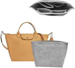 Chispee Purse Organizer Insert for Longchamp Handbags – Premium Handbag Organizer with Multiple Pockets, Lightweight & Durable Bag Organizer for Tote, Travel, and Everyday Use (M Size, Light Grey)