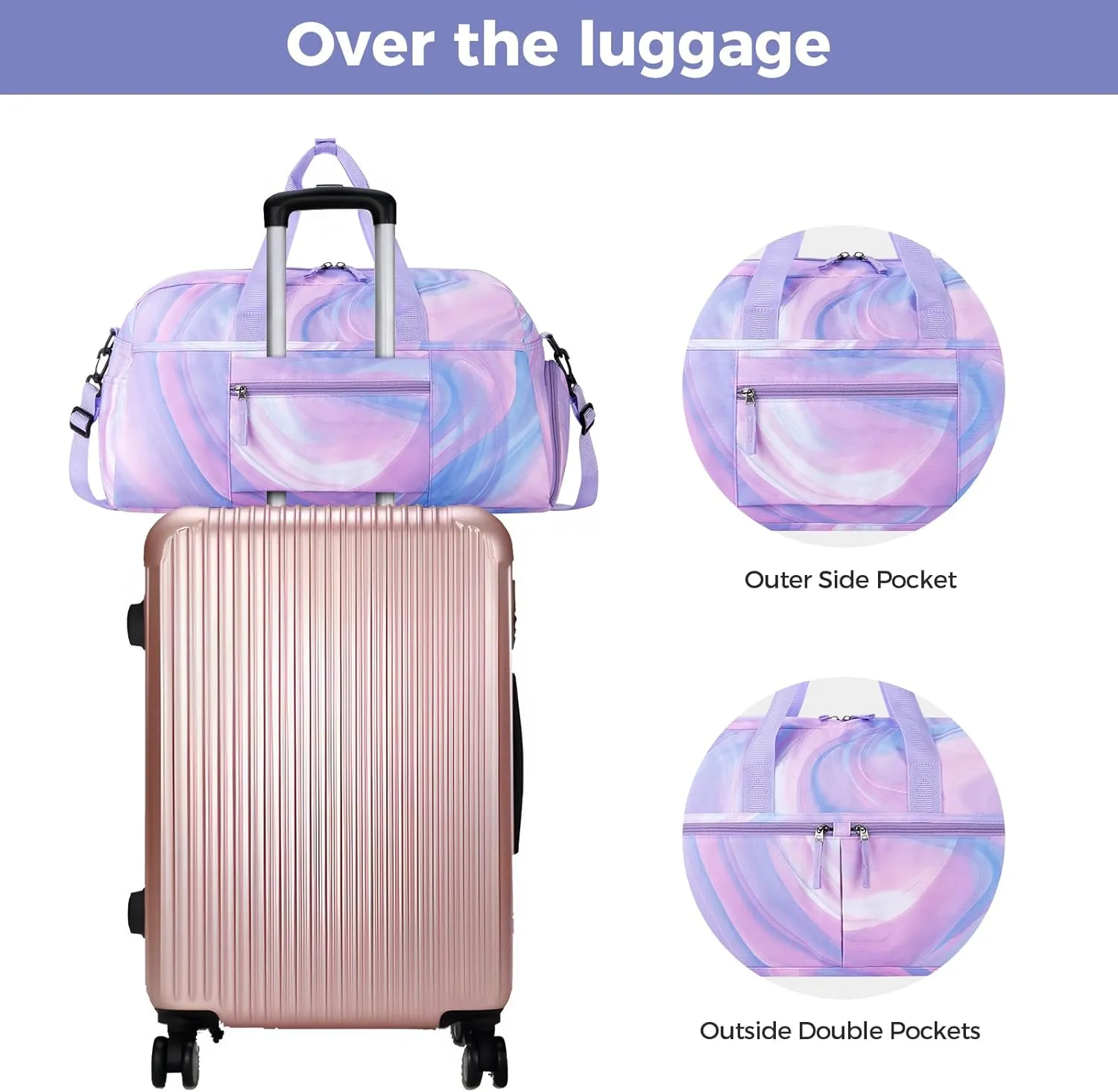 Choco Mocha Girls Duffle Bag for Travel Sports Duffle Bag with Shoe Compartment Gym Duffle Tote Bag Dance Duffle Bags for Teen Girls Fluid Purple