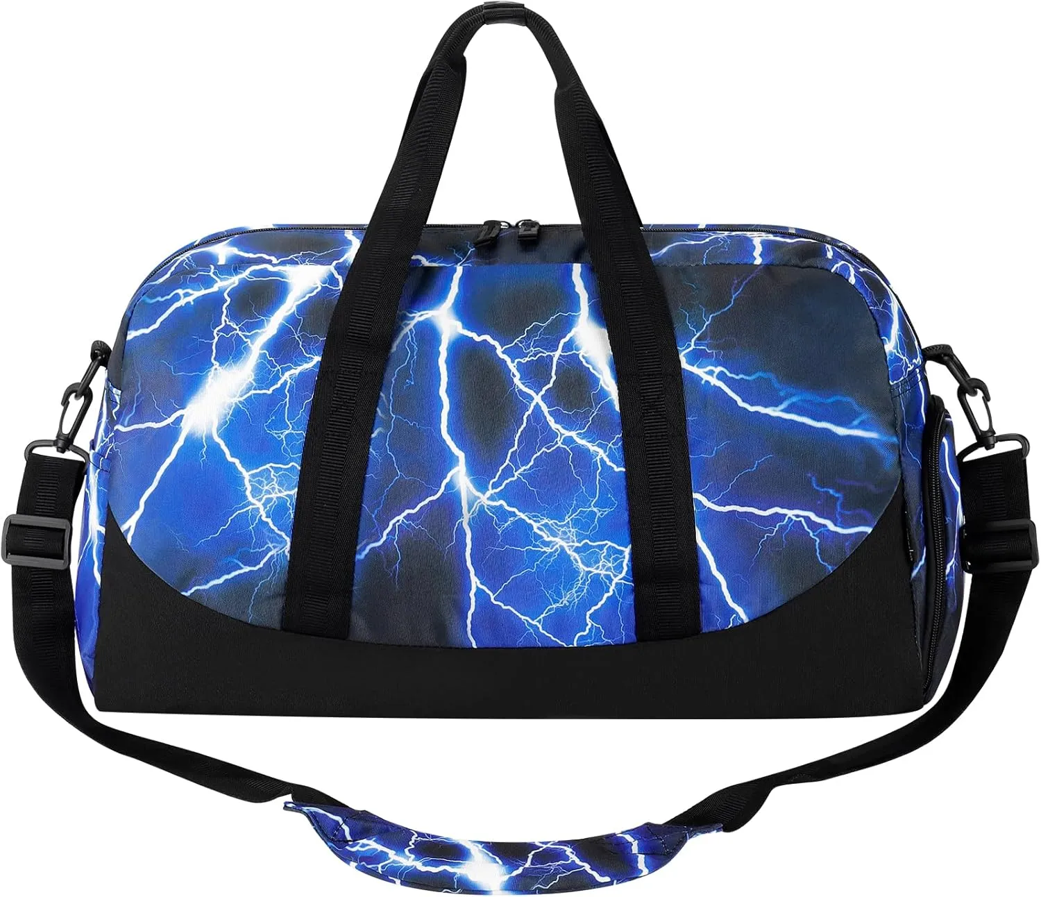 Choco Mocha Kids Duffle Bag Boys Lightning Duffle Bag for Kids Travel Bag Boys Overnight Bag for Kids Duffel Bags Toddler Weekender Bag Childrens Kids Gym Sports Sleepover Bag 6-8 Gift Blue