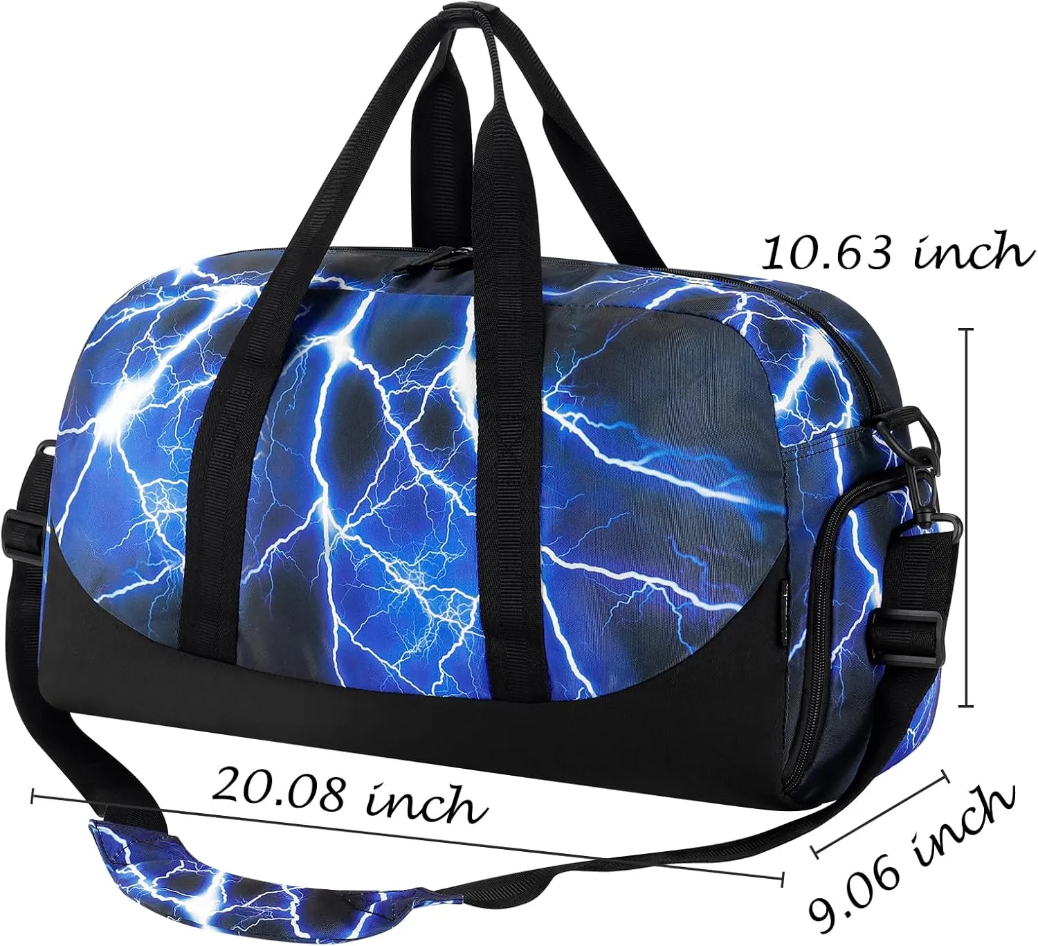 Choco Mocha Kids Duffle Bag Boys Lightning Duffle Bag for Kids Travel Bag Boys Overnight Bag for Kids Duffel Bags Toddler Weekender Bag Childrens Kids Gym Sports Sleepover Bag 6-8 Gift Blue