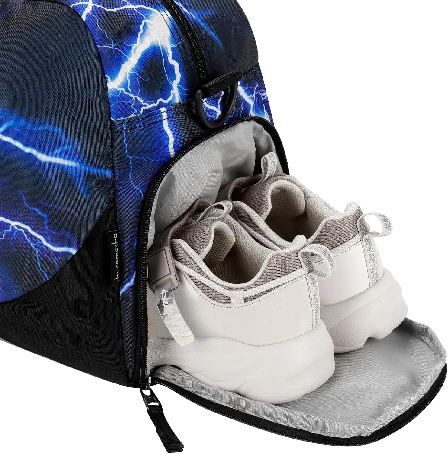 Choco Mocha Kids Duffle Bag Boys Lightning Duffle Bag for Kids Travel Bag Boys Overnight Bag for Kids Duffel Bags Toddler Weekender Bag Childrens Kids Gym Sports Sleepover Bag 6-8 Gift Blue