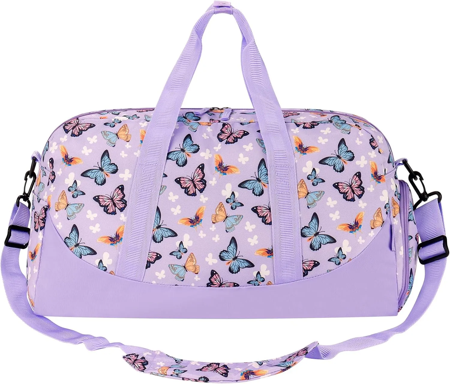 Choco Mocha Kids Duffle Bag Girls - Butterfly Weekender Overnight Bags for Girl Ages 9-12, Violet