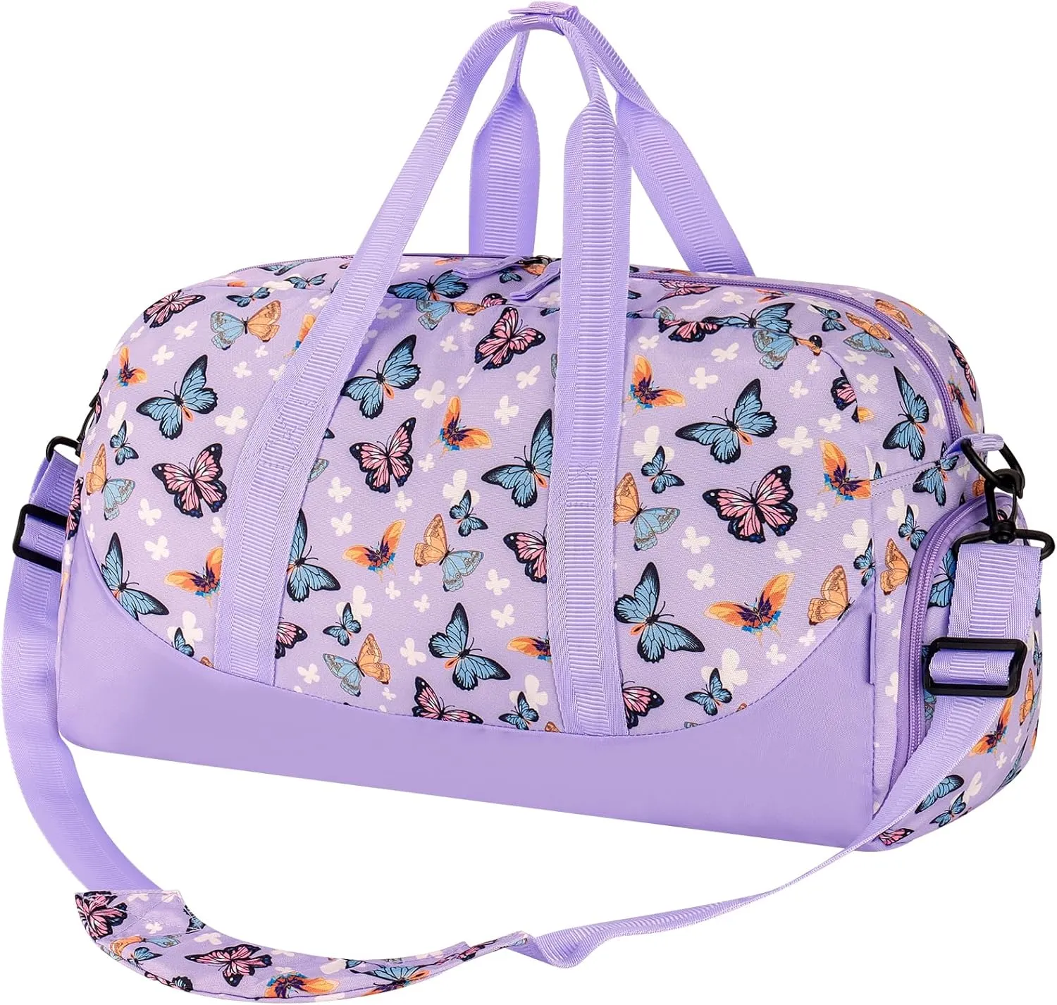 Choco Mocha Kids Duffle Bag Girls - Butterfly Weekender Overnight Bags for Girl Ages 9-12, Violet