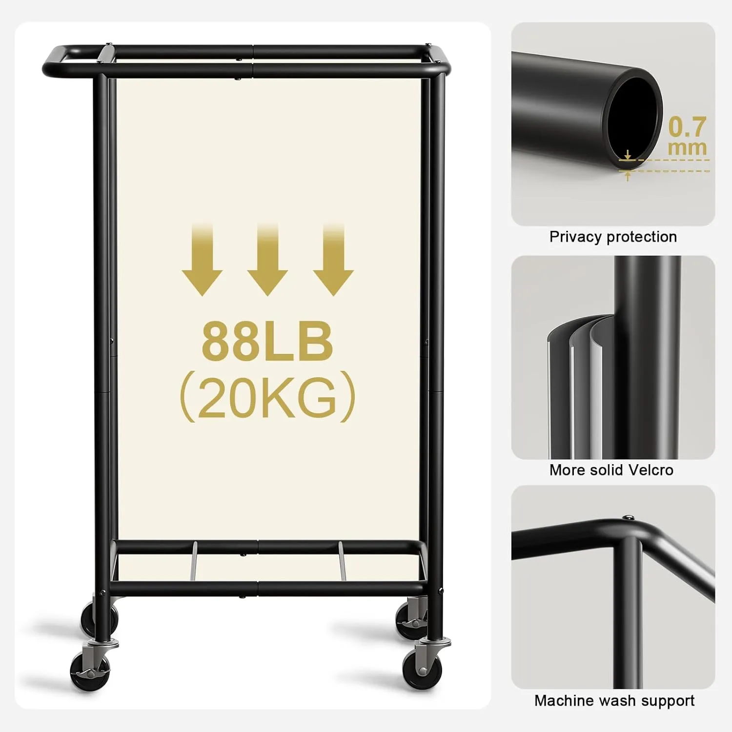 Chrislley 100L Laundry Hamper with Wheels,Rolling Laundry Basket with Lid,Steel Frame Laundry Cart with Handle and Removable Bag,Large Dirty Clothes Hamper for Laundry Room,Dorm,Beige