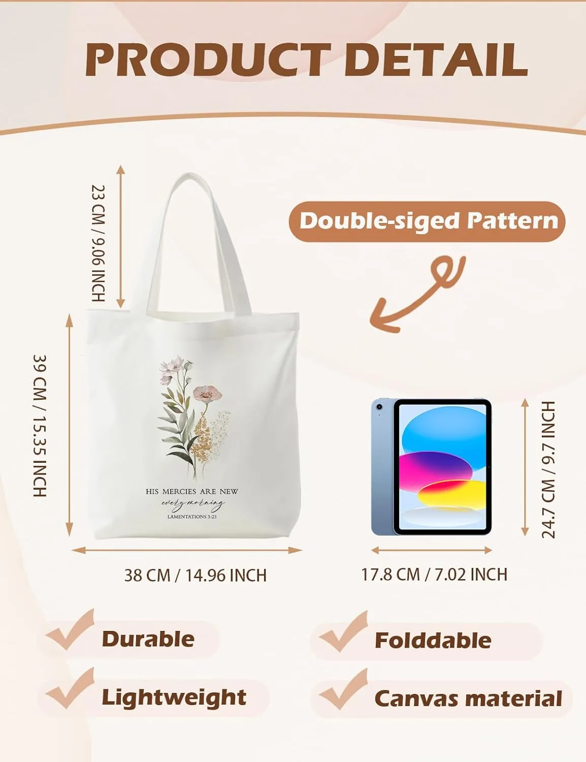 Christian Canvas ote Bag, Christian Bag, Christian Gifts for Women