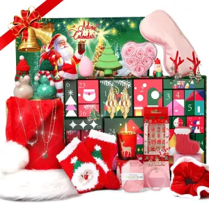 Christmas Advent Calendar 2024 For Adult Women, Christmas 24 Pieces Beauty Fashion and Jewelry Bath Sets Countdown Gifts, Christmas Surprise Gift Baskets for Women, Mom, Wife, Sister, Colleague, Adult