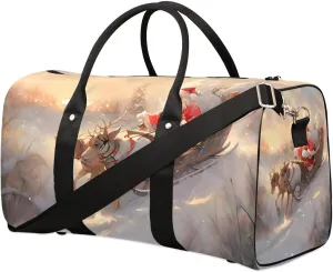 Christmas Santa Claus Elk Foldable Lightweight Duffle Bag for Travel - Waterproof Carry On Bags for Airplanes, Travel Duffel Bags for Gym, Weekend