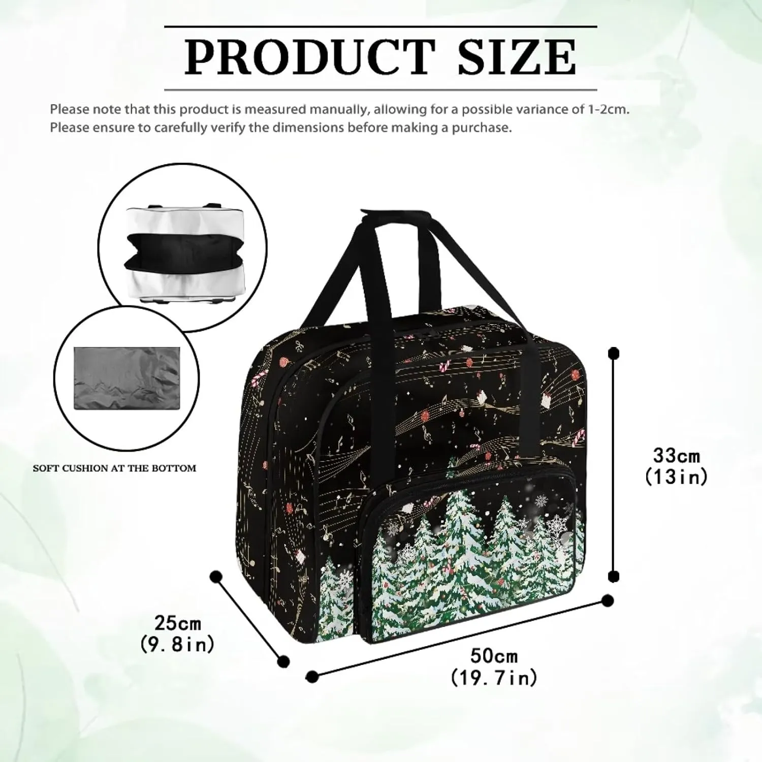 Christmas Tree Sewing Machine Handbag Two Way Zipper Carrying Travel Storage Carrier Sewing Bag with Handle Sewing Box Storage Bag Compatible with Most Standard Singer, Brother