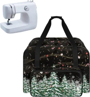 Christmas Tree Sewing Machine Handbag Two Way Zipper Carrying Travel Storage Carrier Sewing Bag with Handle Sewing Box Storage Bag Compatible with Most Standard Singer, Brother