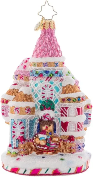 Christopher Radko Hand-Crafted European Glass Christmas Decorative Ornament, Candy Cane Castle