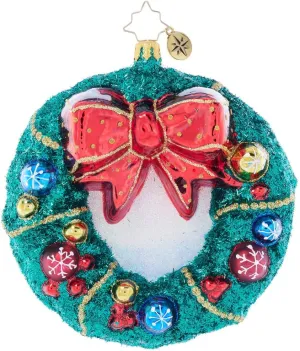 Christopher Radko Hand-Crafted European Glass Christmas Tree Decorative Ornament, Enchanted Evergreen Wreath