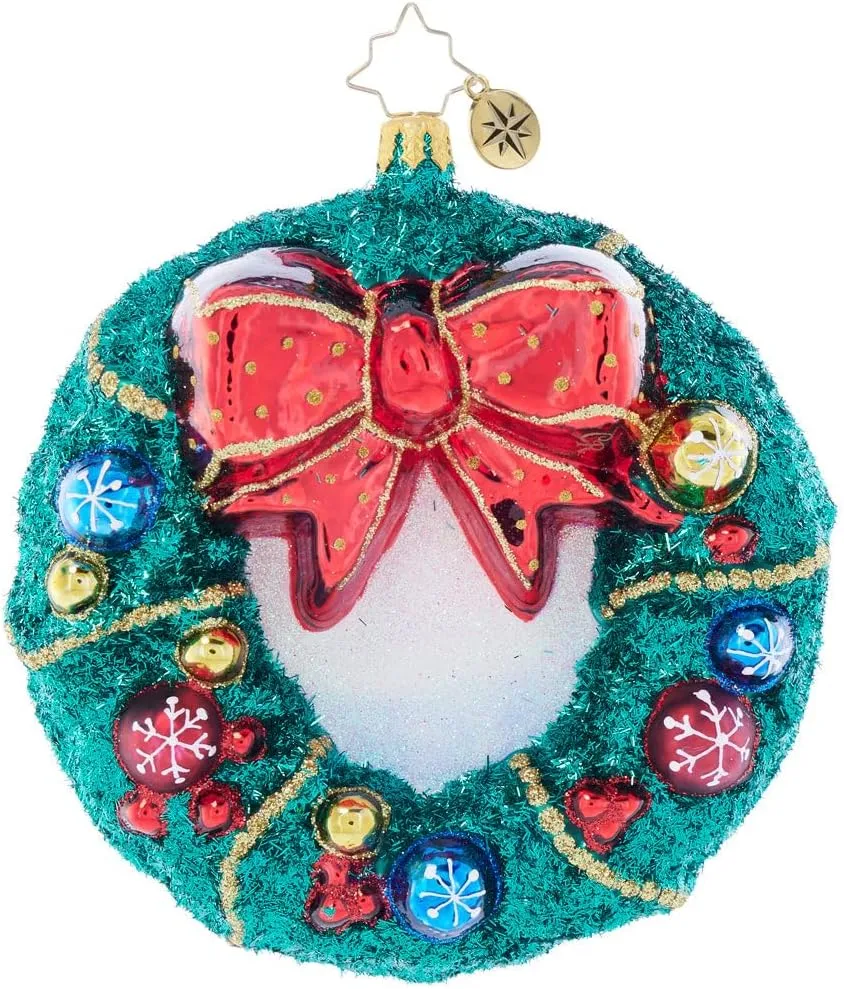 Christopher Radko Hand-Crafted European Glass Christmas Tree Decorative Ornament, Enchanted Evergreen Wreath