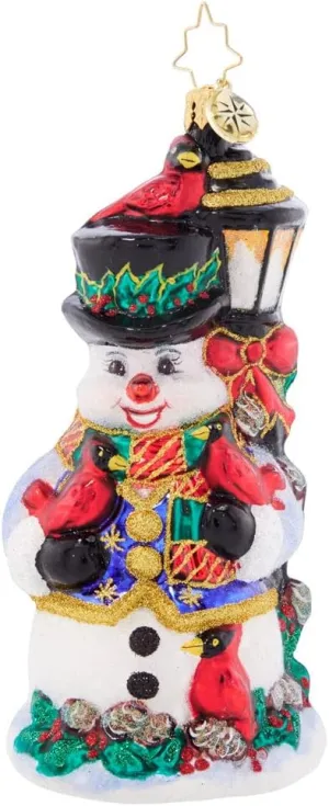 Christopher Radko Hand-Crafted European Glass Christmas Tree Decorative Ornament, Feathered Friends Snowman